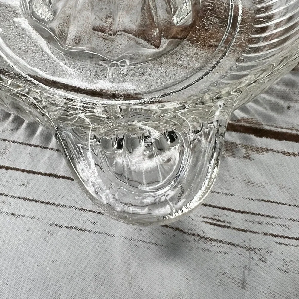 Vintage Citrus Juicer Clear Ribbed Glass Vintage Style Manual Reamer 6.5in